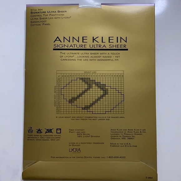 Anne Klein style 924 signature ultra control top pantyhose Sheer leg new - Picture 3 of 5